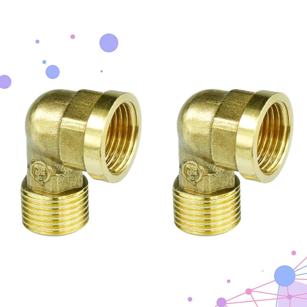 

2pcs Copper Elbow Joint Brass Connector 90Degree Gas Pipeline Water Garden Hose Threads Male Female Durable Easy