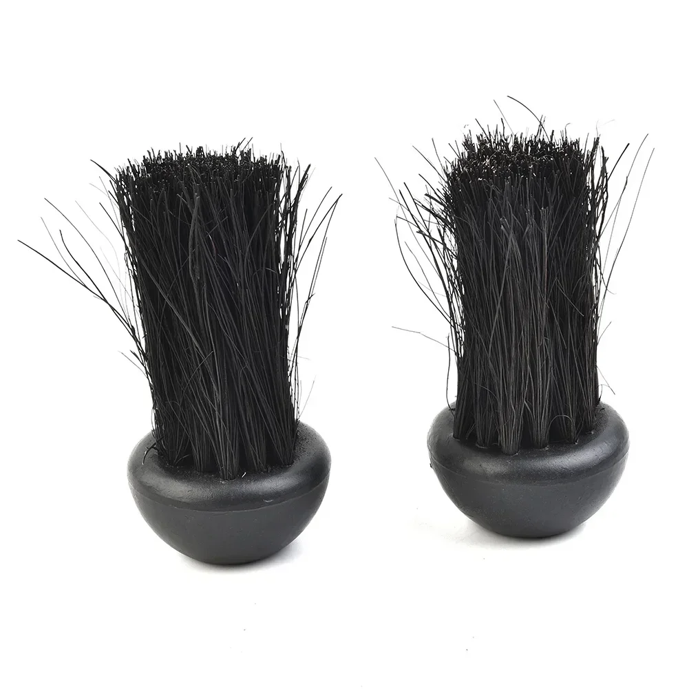 Pack Of 2 Replacement Round Hearth Brush Heads, 5 2cm Wide, 7 5cm Long, Coconut Palm Bristles, 3/8'' Threaded Hole