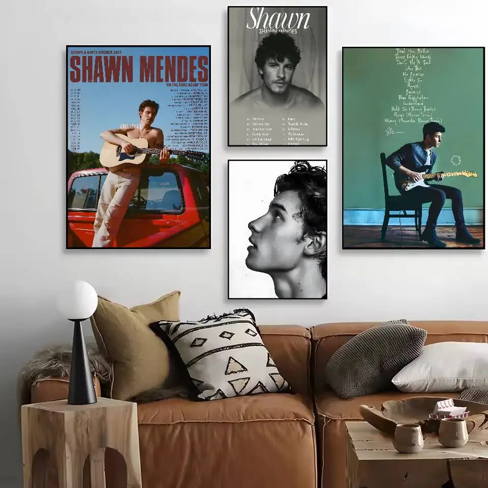 S-Shawn Mendes SINGER Poster HD art sticky wall waterproof home living room bedroom bar aesthetic decoration