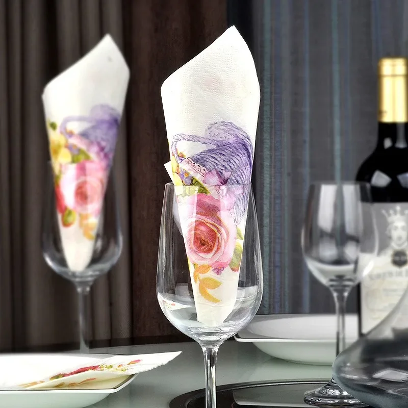 40 قطعة/الحزمة المناديل الملونة المطبوعة ورقة تحديد الموقع المتاح مربع الأنسجة لحفل الزفاف الجدول إعداد 2-ply 33*33 سنتيمتر