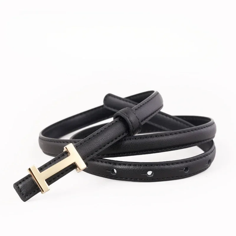 2024 Popular Genuine Leather Women's Belt with Retro Gold Curved Buckle Decoration Paired with Skirt Jeans Luxury Brand Belt