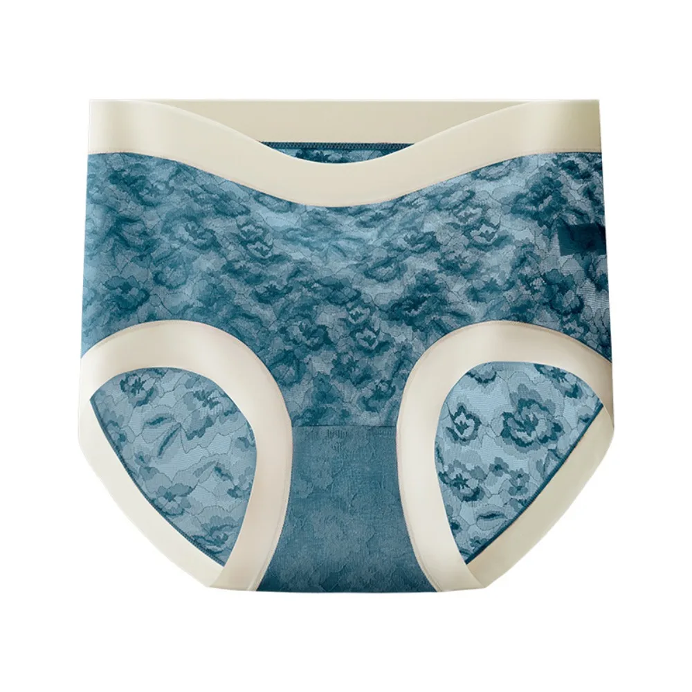 

Ice Silk Lace Panties Women Ultra-thin Hight Waist Mesh Flower Briefs Underpants Lady Breathable Seamless Underwear Daily