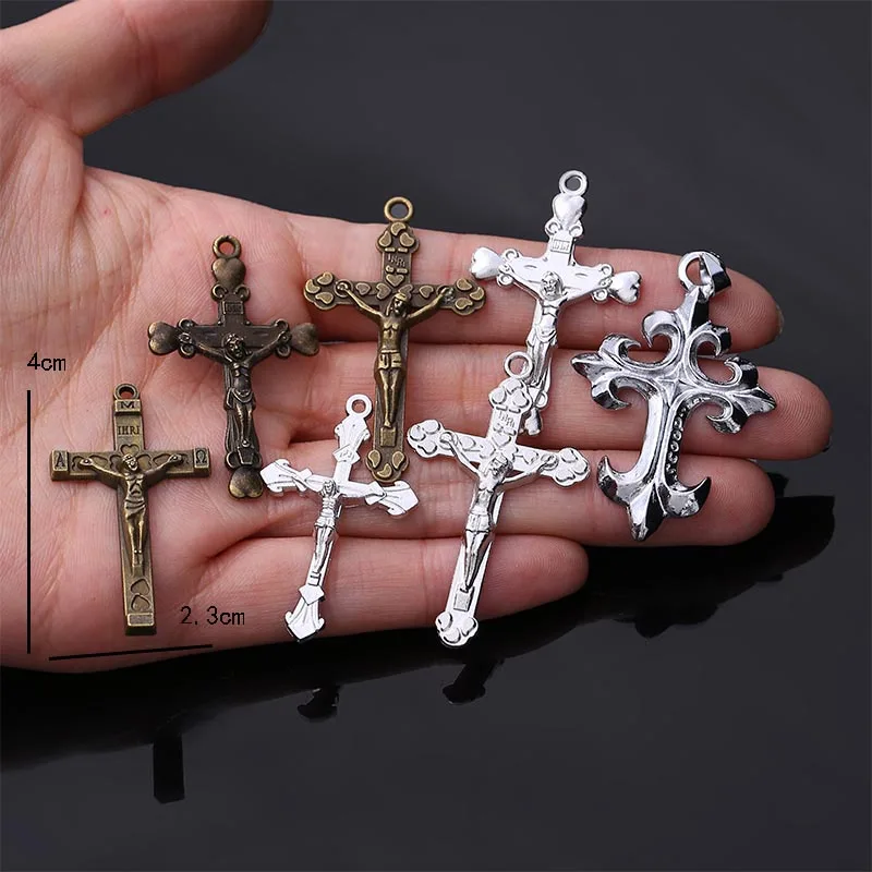 A variety of classic charm ancient bronze Catholic big cross pendant necklace bracelet metal accessories DIY jewelry production