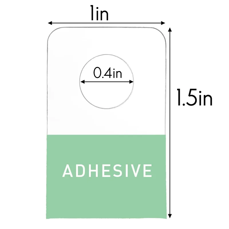 Auto-adesivo pendurado Tabs, gancho do furo redondo, pendurar Tag ganchos para loja de varejo, Display Supplies, 1x1-1/2 ", 1000 pcs