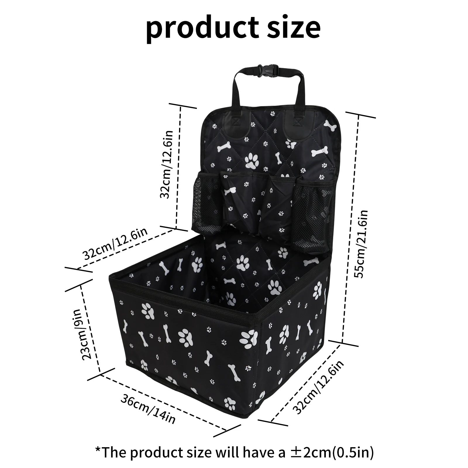 Pet Dog Car Seat with Storage Pockets Universal Pet Seat Cover for Small Medium Dogs Non-Slip Portable Travel Mat & Safety Bag view 6