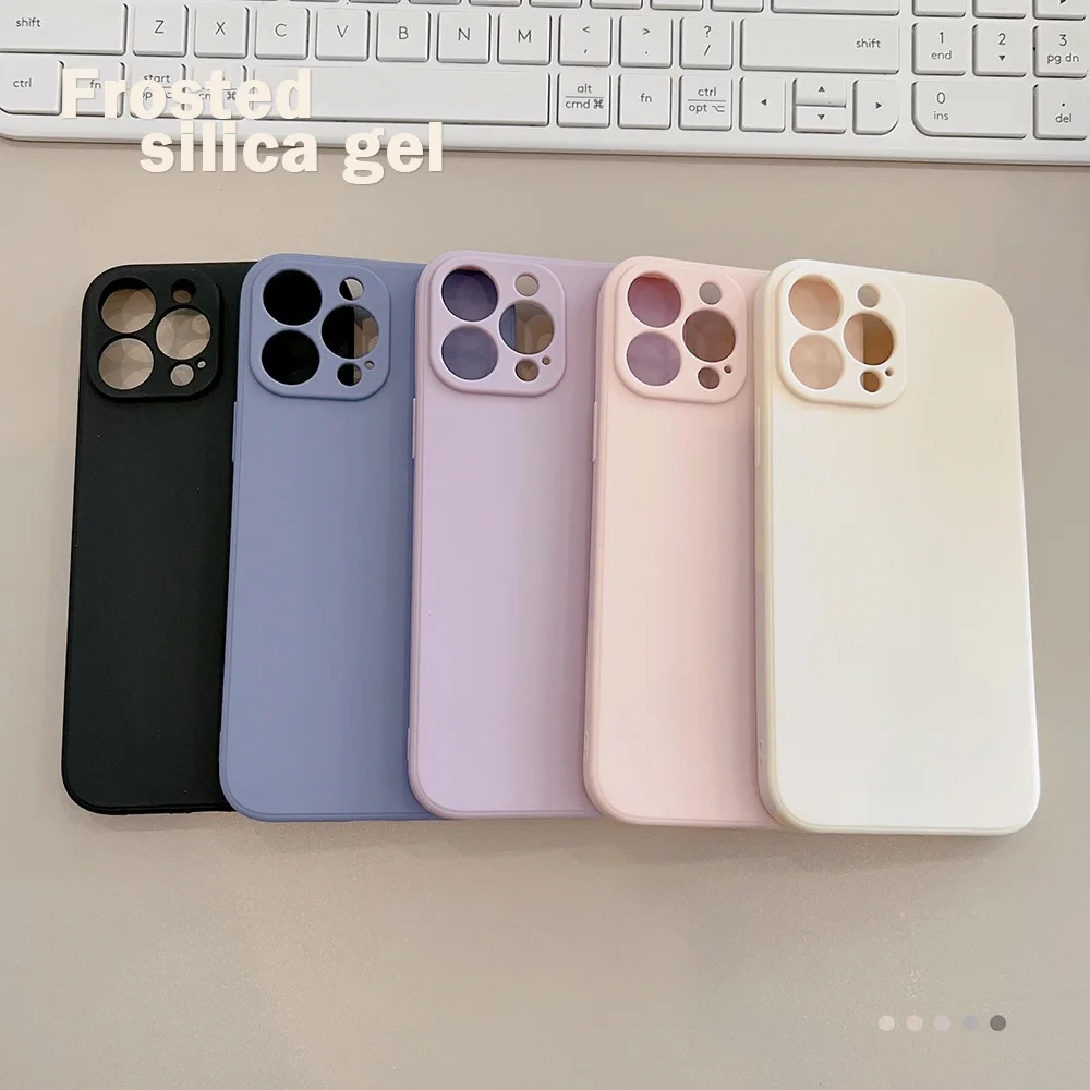 Soft Solid Color Silicone Matte Phone Case For iPhone 15 14 13 12 11 Pro Max X XS Max XR 8 7 Plus Mini Shockproof Bumper Cover