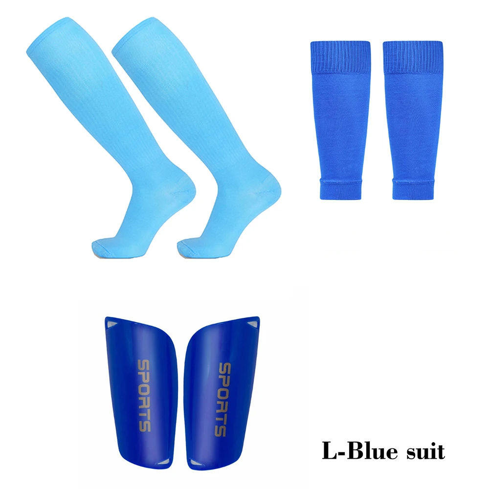 1 Kits New Football Equipment High Quality Anti Slip Soccer Socks Elastic Shin Guards Pads With Pocket For Adult Kids Unisex