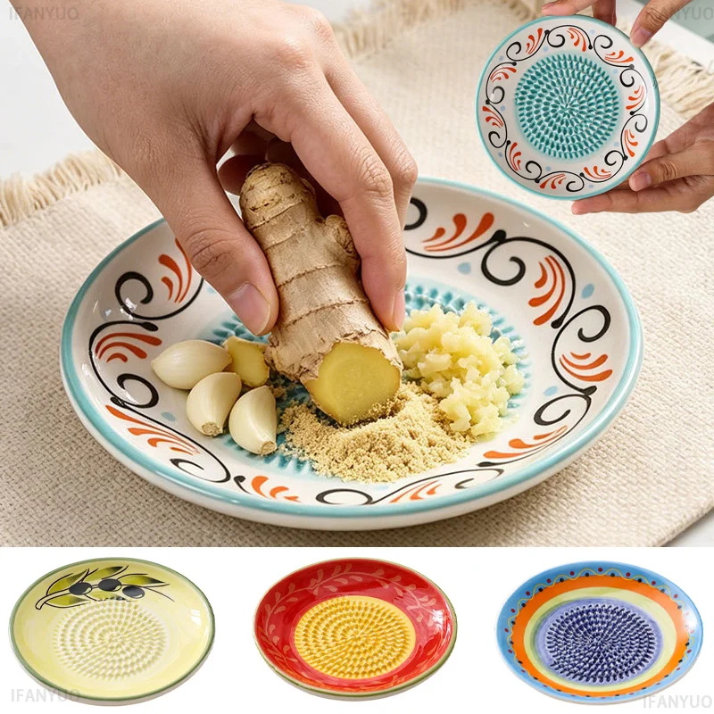 Ralador de Gengibre Cerâmico Multifuncional Portátil de Porcelana para Moer Cenoura, Wasabi, Frutas, Vegetais, Alho e Queijo - Ferramenta de Cozinha