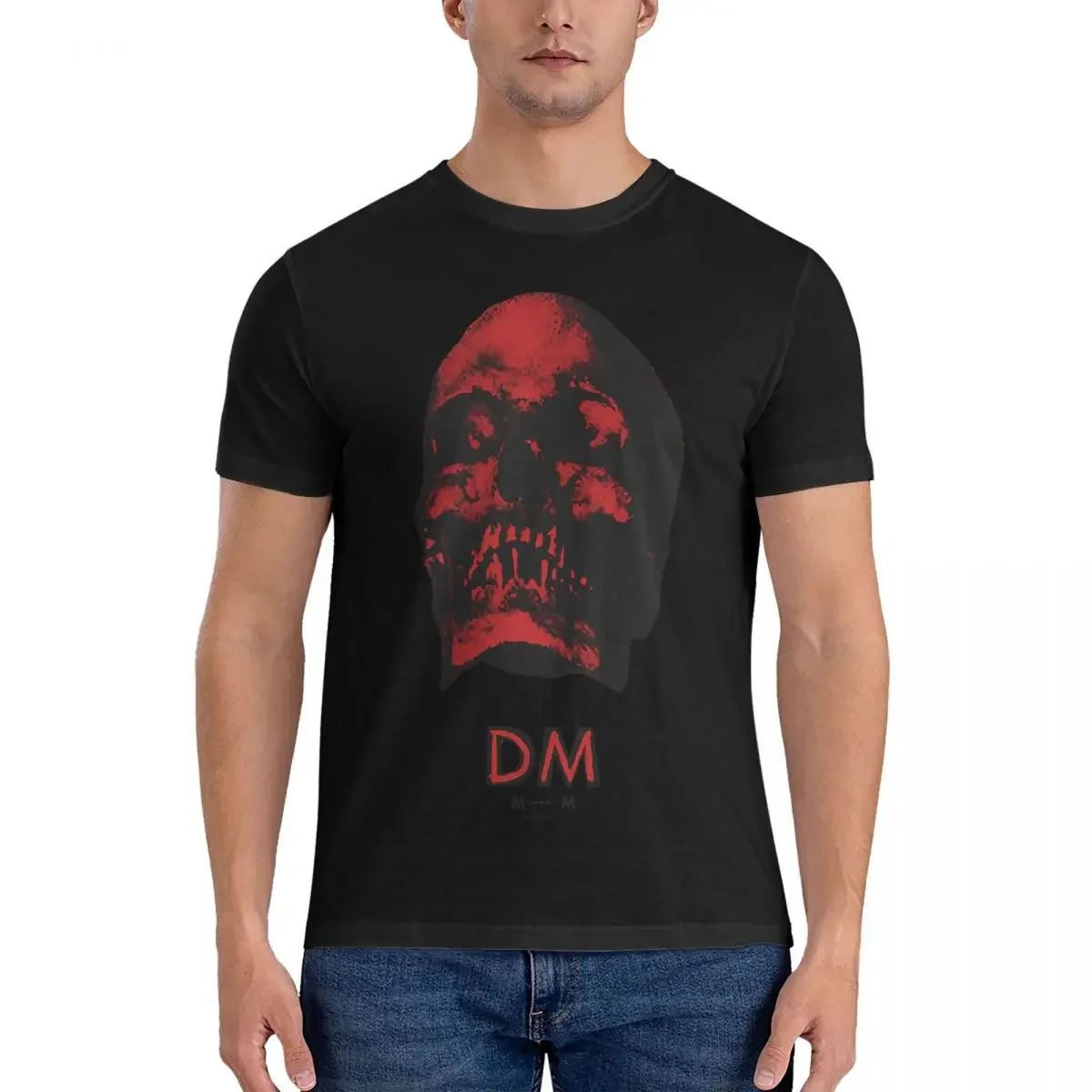 DM, Memento Mori Logo T Shirt Men Pure Cotton Vintage T-Shirts Round Neck Band Mode Tee Shirt Short Sleeve Tops