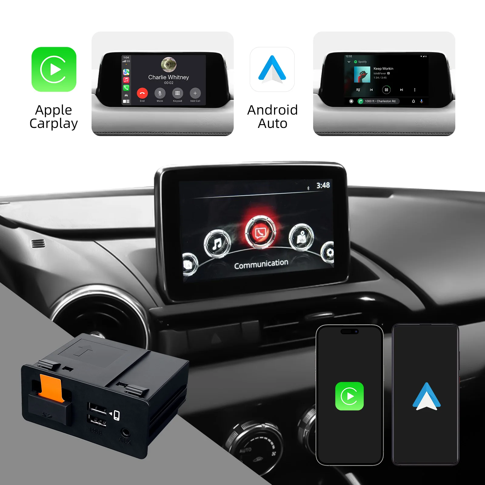

Комплект для модернизации OEM-системы с CarPlay и Android Auto через USB-хаб для Mazda 3, 2, 6, CX3, CX5, CX8, CX9, MX5 2014-2021 гг.