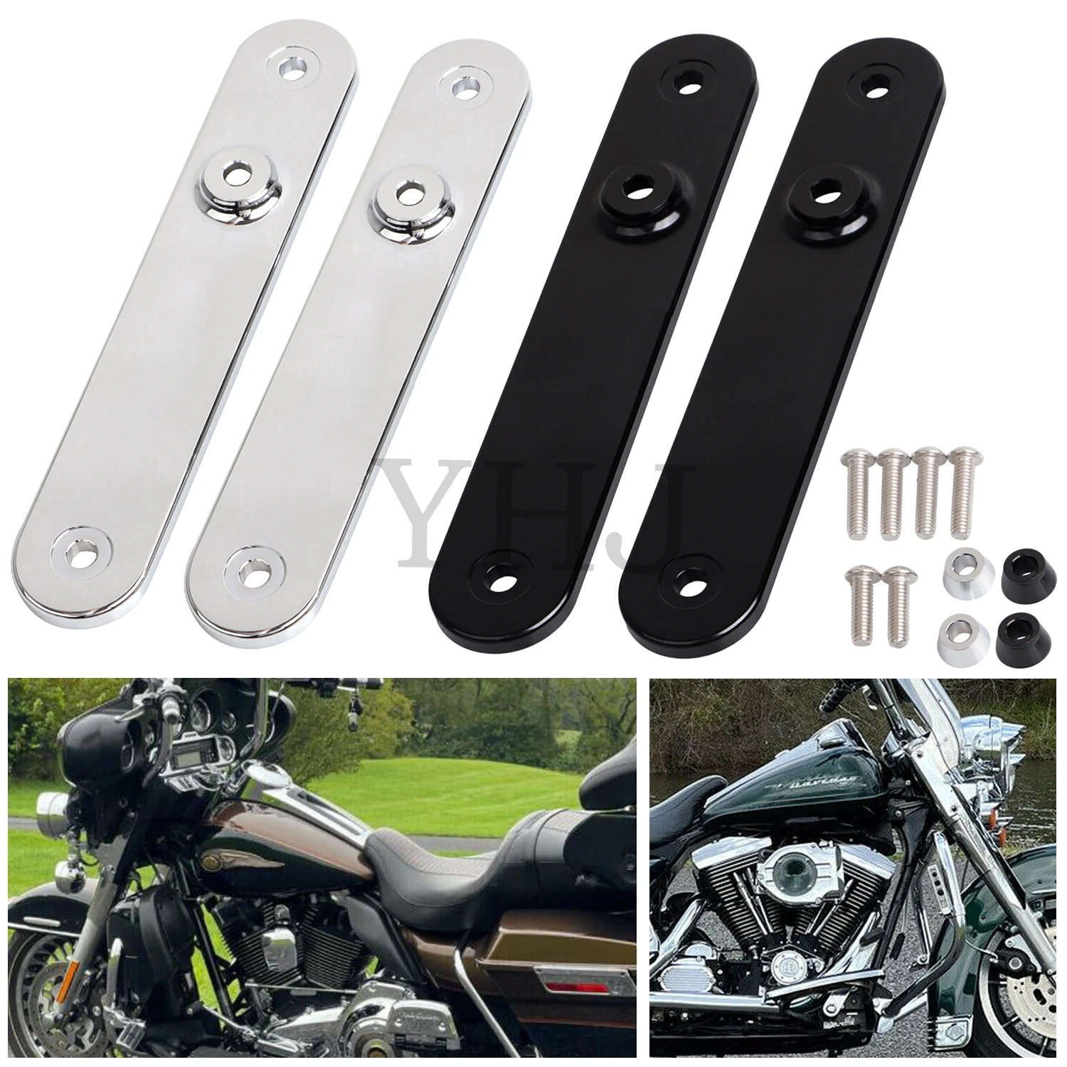 

Motorcycle Front Turn Signal Relocation Bracket Mount Chrome/Black For Harley Touring Electra Street Glide Road King 1997-2013