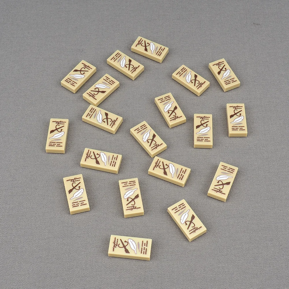MOC 10PCS Printed 3069 Wand With White Feathers Pattern Building Blocks 3069pb Magic Decoration Board Bricks Particle Toy Gifts