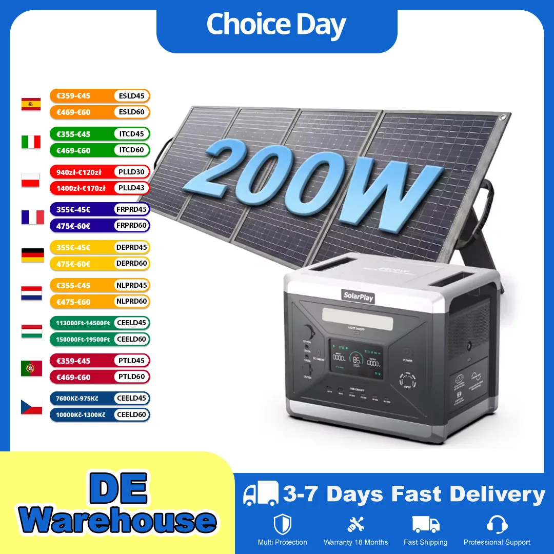 SOLARPLAY Tragbare Powerstation 2400W, 2160Wh LiFePO4-Batterie, Solar-Generator mit 2400W (4800W Spitzenleistung) AC-Ausgang – ideal für Gartenpartys, Outdoor-Camping und Wohnmobile