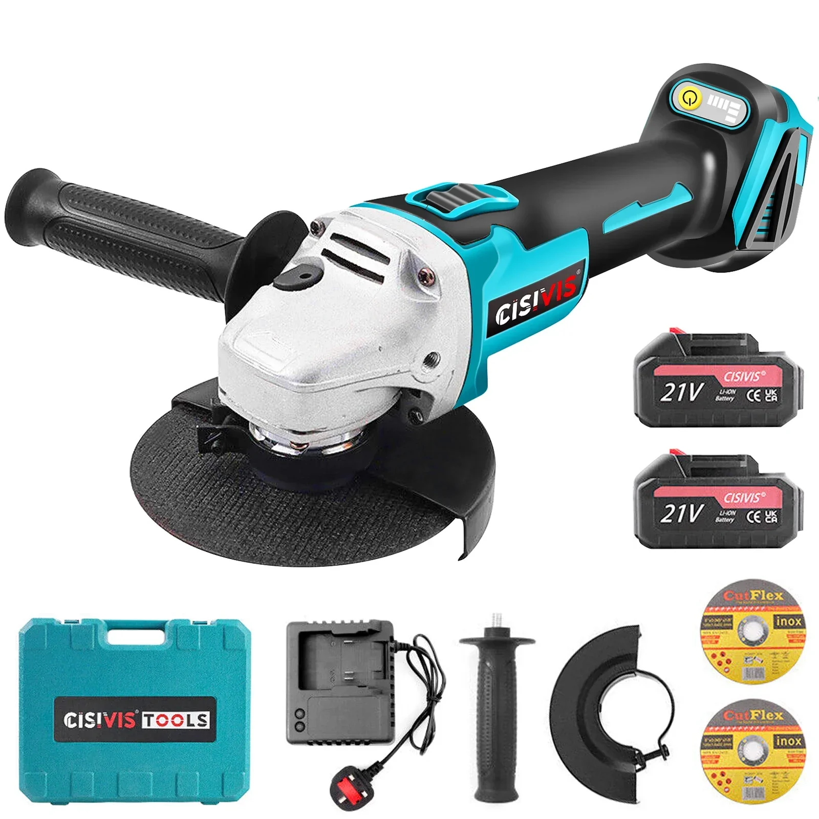 Cisivis 18V Wireless Angle Grinder 125 Mm Battery Grinder Cordless Angle Grinders