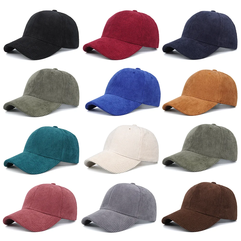 Corduroy Baseball Caps Solid Color Sun Hats Unisex Men Women Spring Autumn Keep Warm Peaked Hats Trucker Gorras Hip Hop Vintage