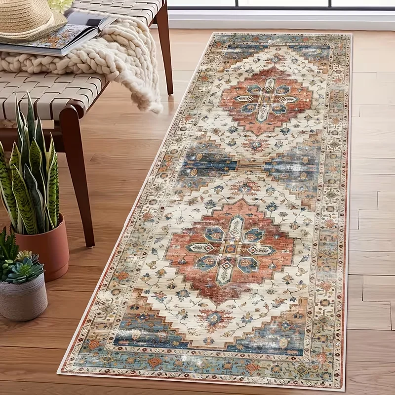 Persian Hallway Rug Modern Retro Bohemian Lightweight Bedroom Rug, Laundry Room Kitchen Rug Area Rug for Christmas Decoration