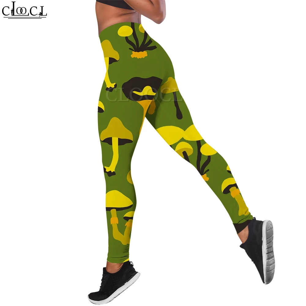 CLOOCL Seamless Leggings Women Fitness Trousers High Waist Yoga Pants Cartoon Flower Mushroom Printing Buttocks Leggings