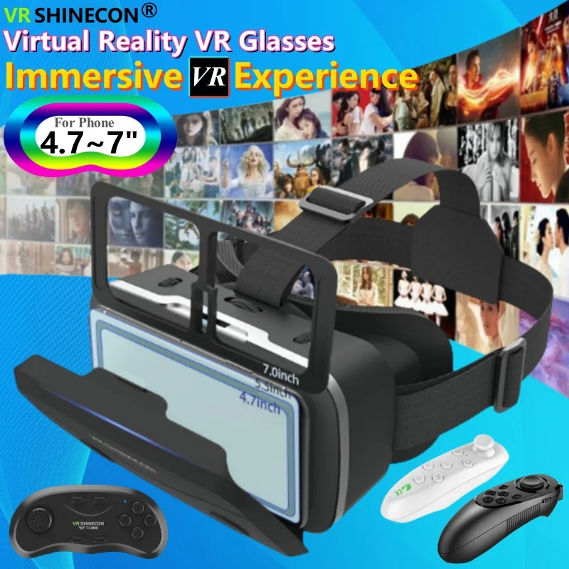 

G15 IMAX Giant Screen Virtual Reality Glasses HD 3D Movie Goggles Cardboard Box VR Helmet for 4.7-7" Phone,Support Game Joystick