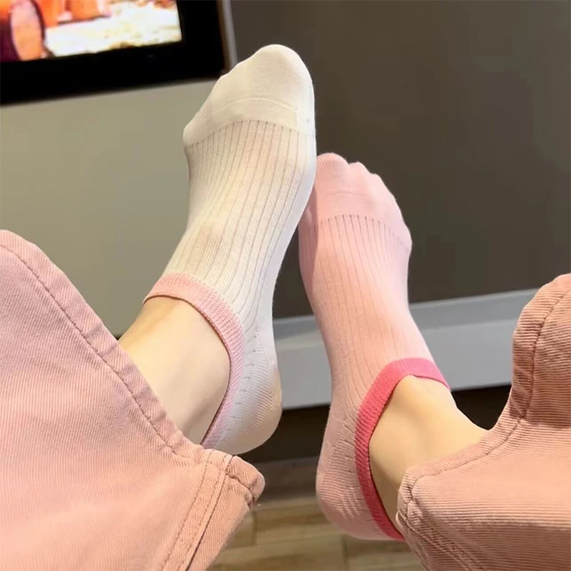 Invisible Cotton Stockings With Design Dopamine Breathable Anti Fall and Comfortable Low Price Items Transparent Ice Silk Ankle