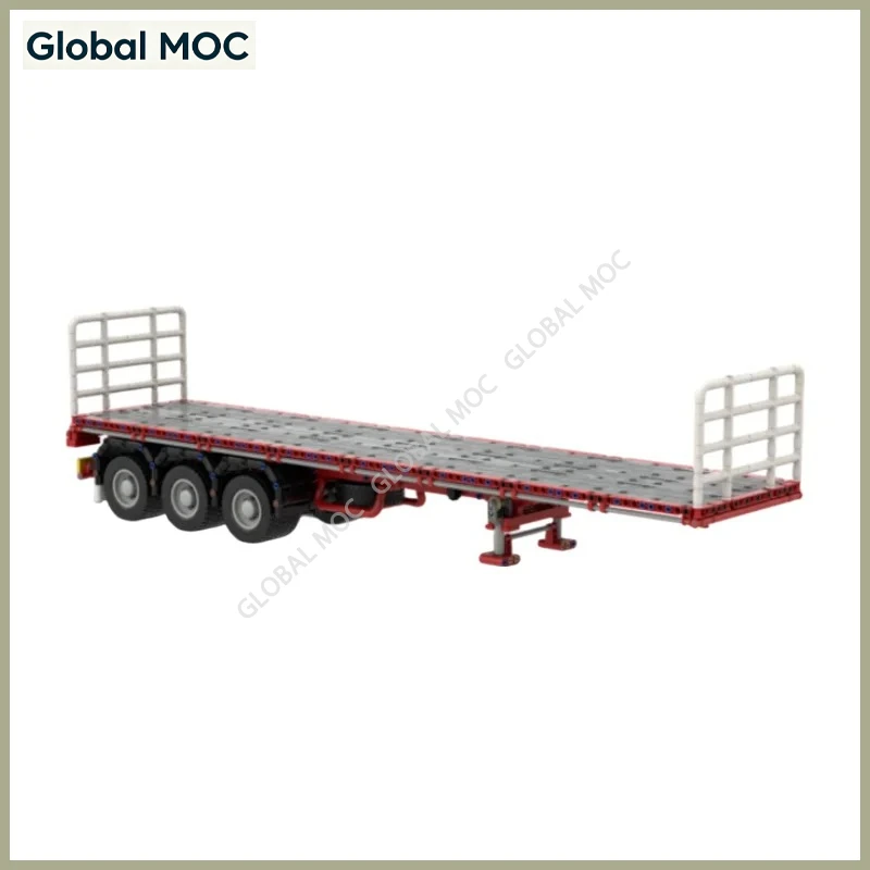 Custom Flatbed Trailer MOC Building Blocks Heavy Transport Trailer Brick Model Assembly Toy For Road Scene Layout