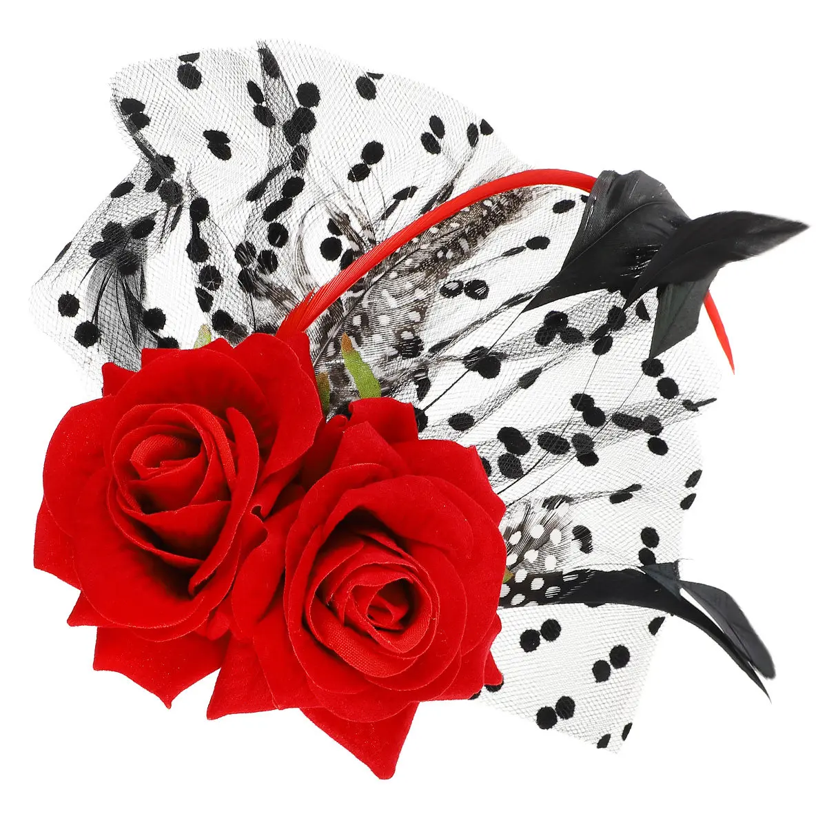 

Red Rose Bridal Hair Clip with Lace Floral Headpiece for Wedding Prom Beach Honeymoon Garden Party Accessories