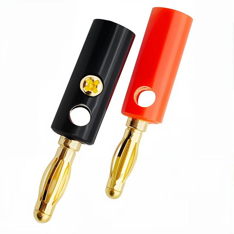 Black / Red 4mm Banana Plug Audio Speaker Gold-Plated Banana Horn Plug with Screw Terminal