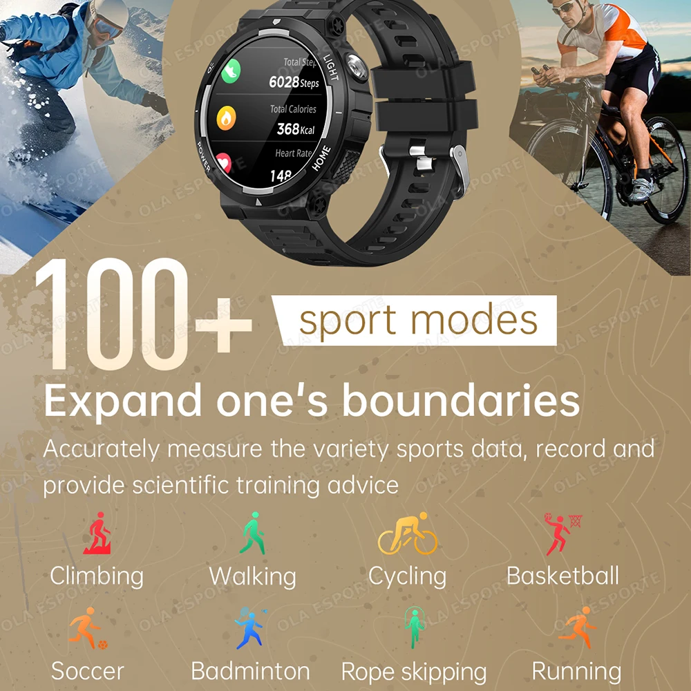 Nuovi orologi intelligenti Donna Uomo Chiamata Bluetooth Localizzazione GPS Monitoraggio della frequenza cardiaca Luce a LED Smartwatch esterno impermeabile PK T-Rex 3