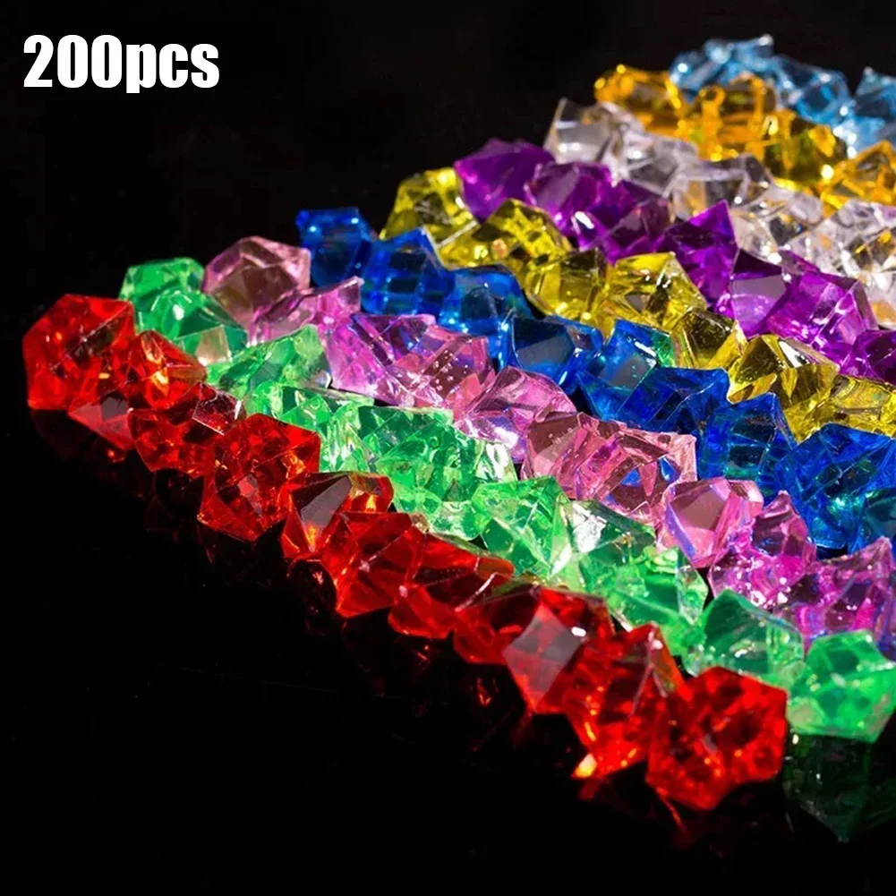200 piezas de piedras preciosas acrílicas para acuario, piedras coloridas, decoración de jarrón para pecera, decoraciones para fiesta de boda, manualidades