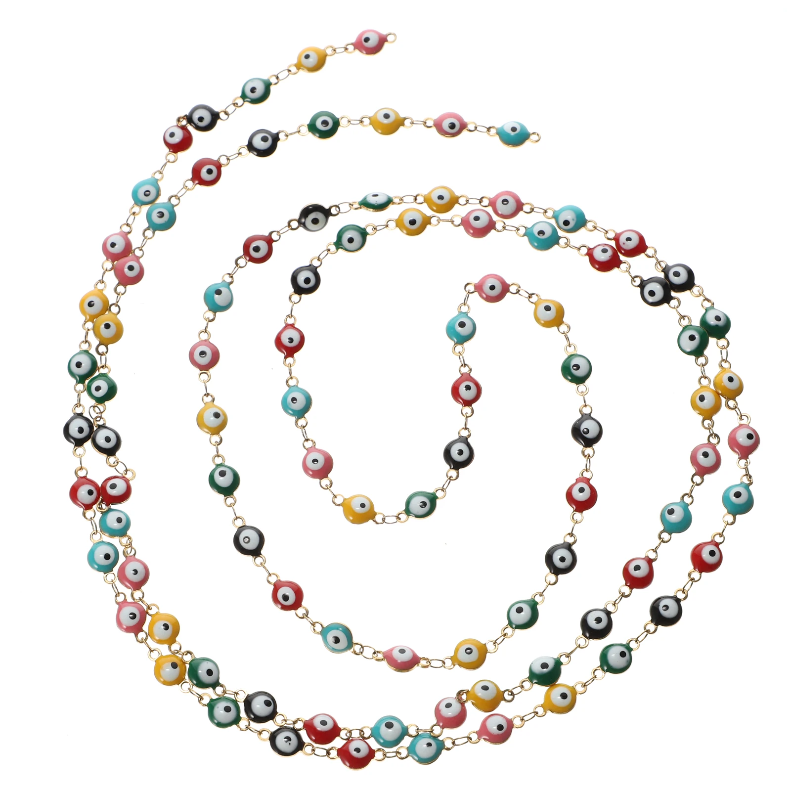 

1m Jewelry Linking Chain Colored Evil Eye Beads Stainless Steel Corrosion Resistant Durable for DIY Necklace Bracelet Craft