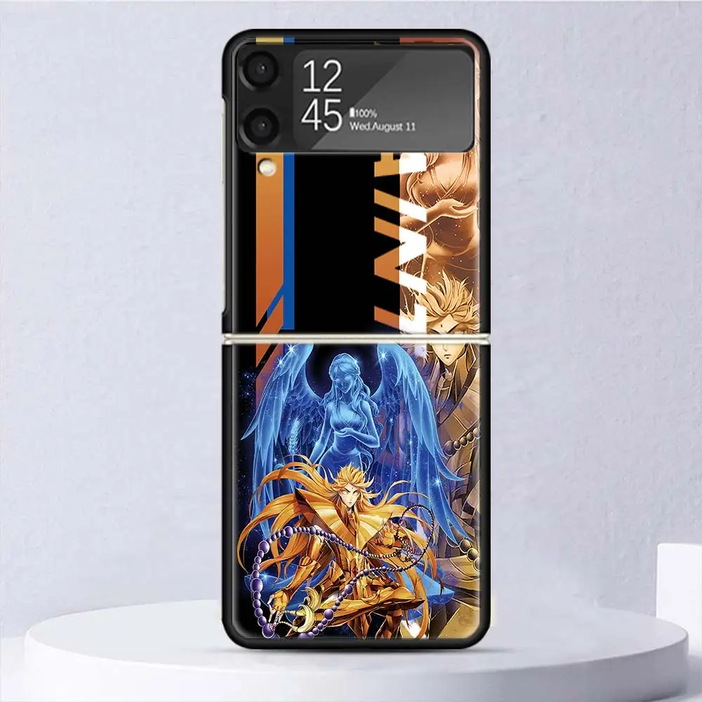 Anime Saint Seiya Shockproof Hard Case For Samsung Galaxy Z Flip 6 5 4 3 5G Phone Cover Z Flip3 Flip4 Flip5 Flip6 Black Shell Ga