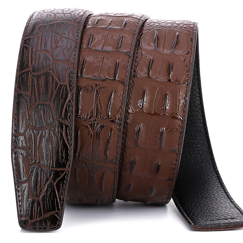 MYMC Men Genuine Leather Belt without Buckle for Automatic Buckle DIY Belt Accessories Universal Belts WaistBand Textil Printing