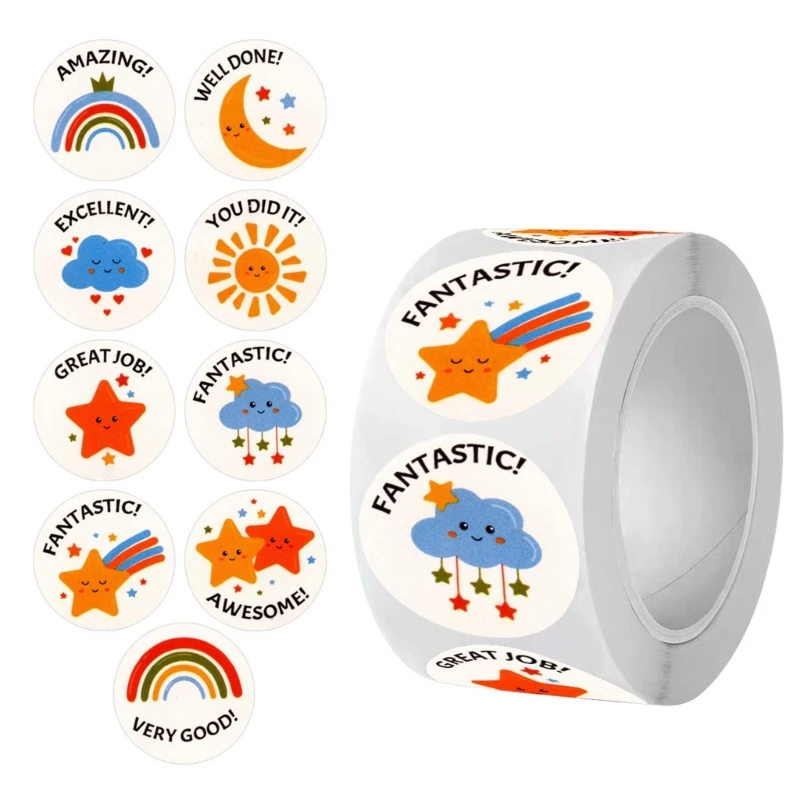 Y51A 500Pcs Cartoon Motivational Sticker For Kid Classroom Reward Notebook Journal