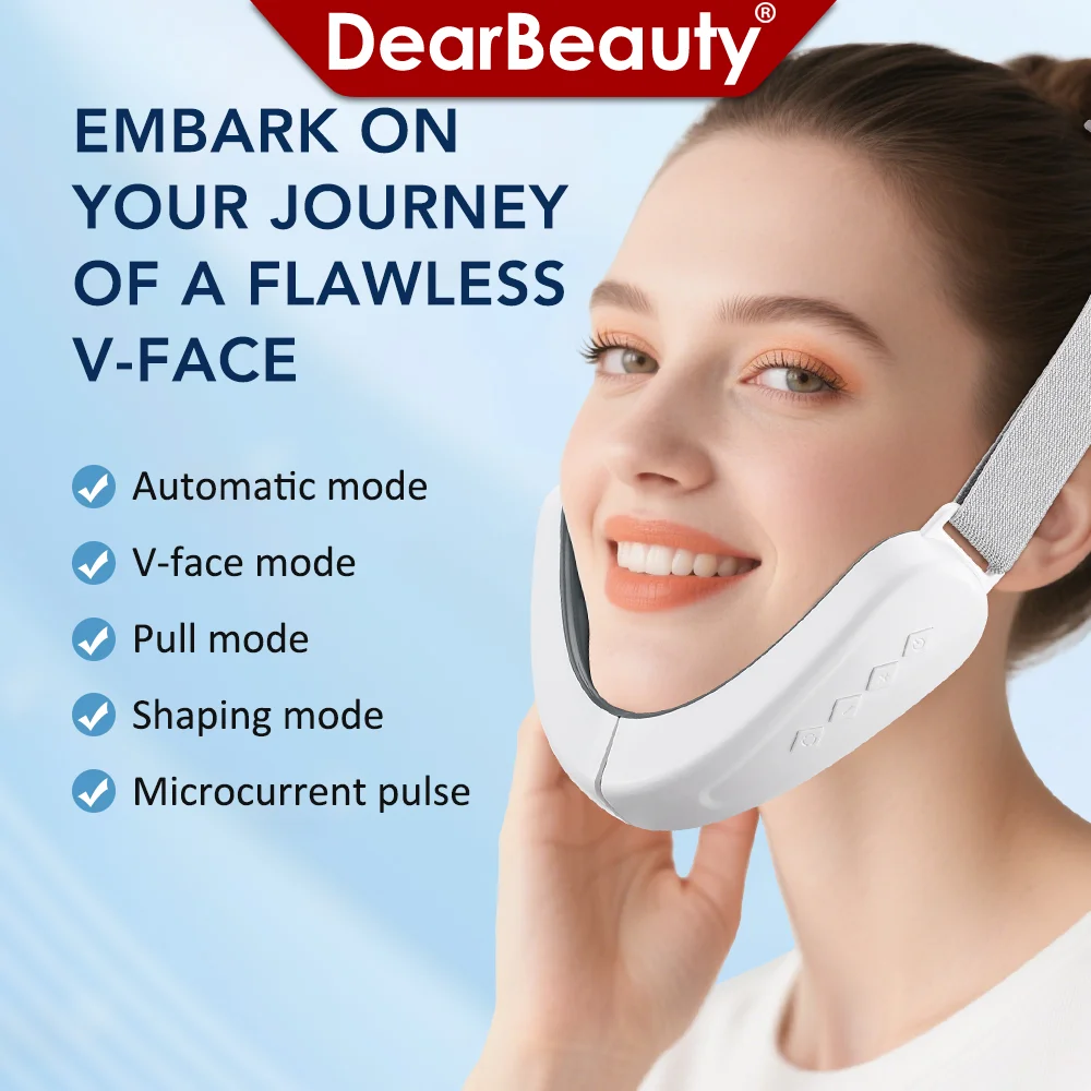 EMS Face Lifting Machine Microcurrent Double Chin Remover 12 Gears Facial Massager Vibration Slimming Firming V-Face Lift Device