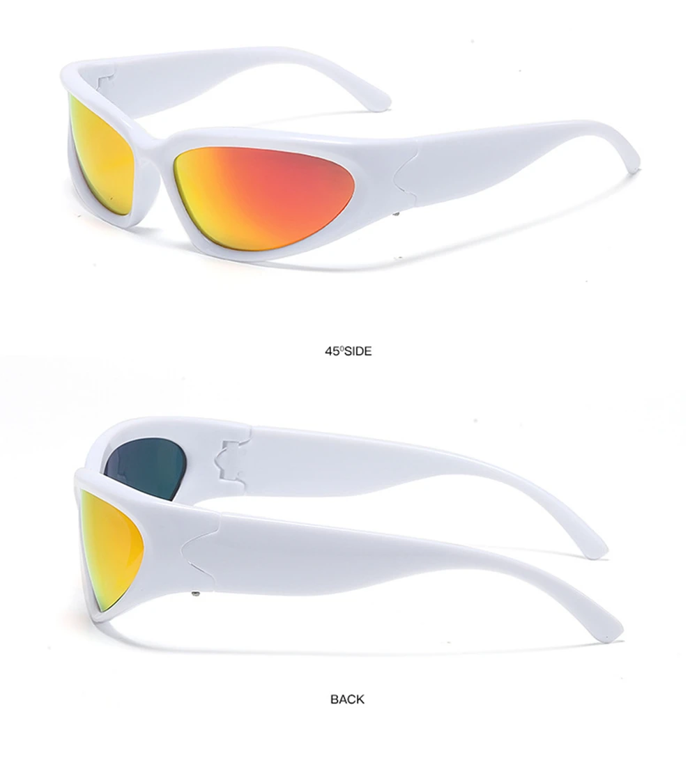 VIVIBEE Y2K Sonnenbrille für Damen, Steampunk-Spiegelgläser, Weiß, Sport-Schutzbrille, UV400, Punk-Sonnenbrille, Trendprodukt 2026 – Detail 20