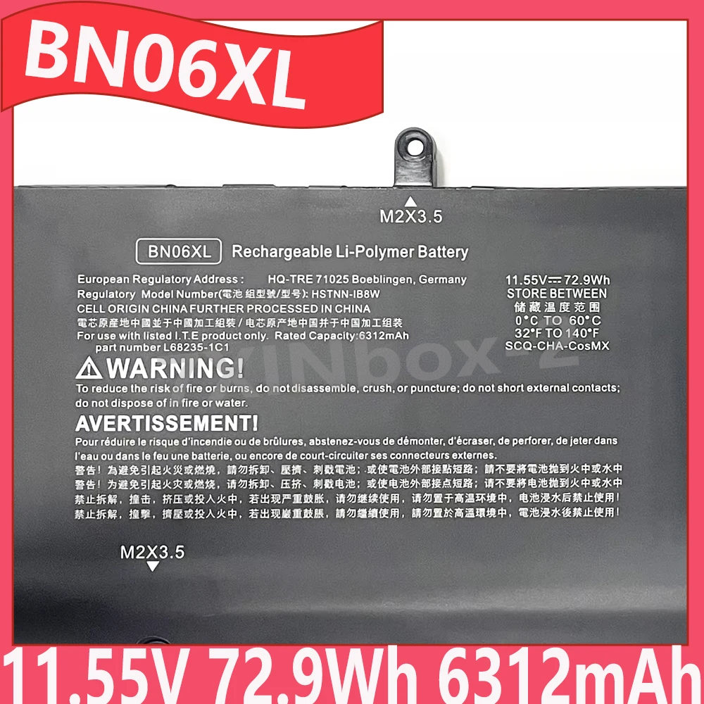 

BN06XL HSTNN-IB9A 11,55 В 72,9 Втч Аккумулятор для ноутбука HP Spectre X360 15-EB0005UR 15-EB0025TX 15-EB0035TX 15-EB0917NZ 15-EB0083NR