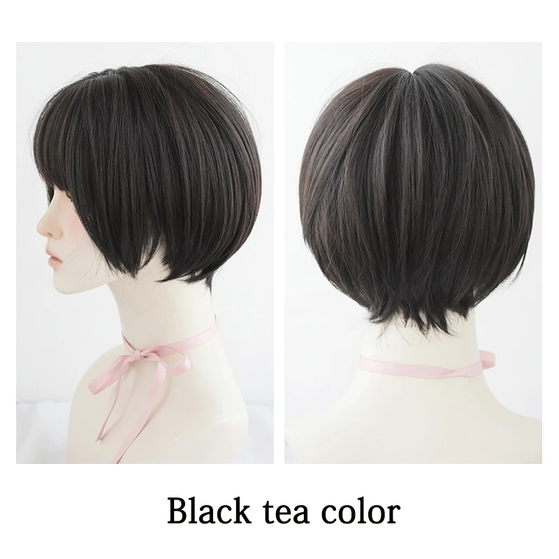 ลดล้างสต๊อก: บ๊อบสั้น 12 นิ้ว มีหน้าม้า ชาฮันนี่ ผมสังเคราะห์สีลินิน เหมาะสำหรับวิกผมปาร์ตี้ทุกวันของผู้หญิง