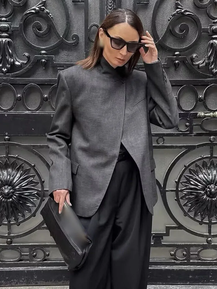 

Женские модные куртки HH: новая коллекция, клетчатые, с воротником-стойкой, длинными рукавами, карманами, на пуговицах, свободного кроя, в стиле High Street