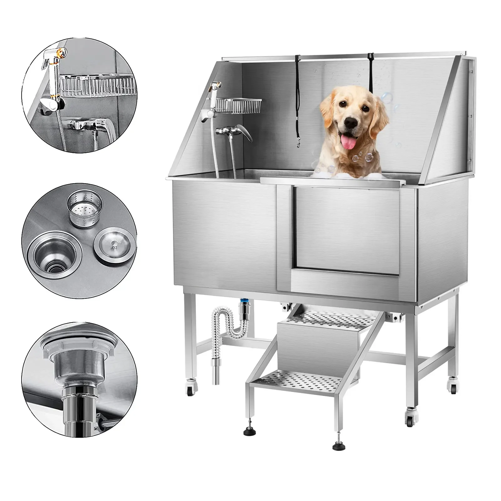 

304 Stainless Steel Dog Bath Tubs Big Luxury Indoor Pet Bath Tubs Pet Grooming Tub