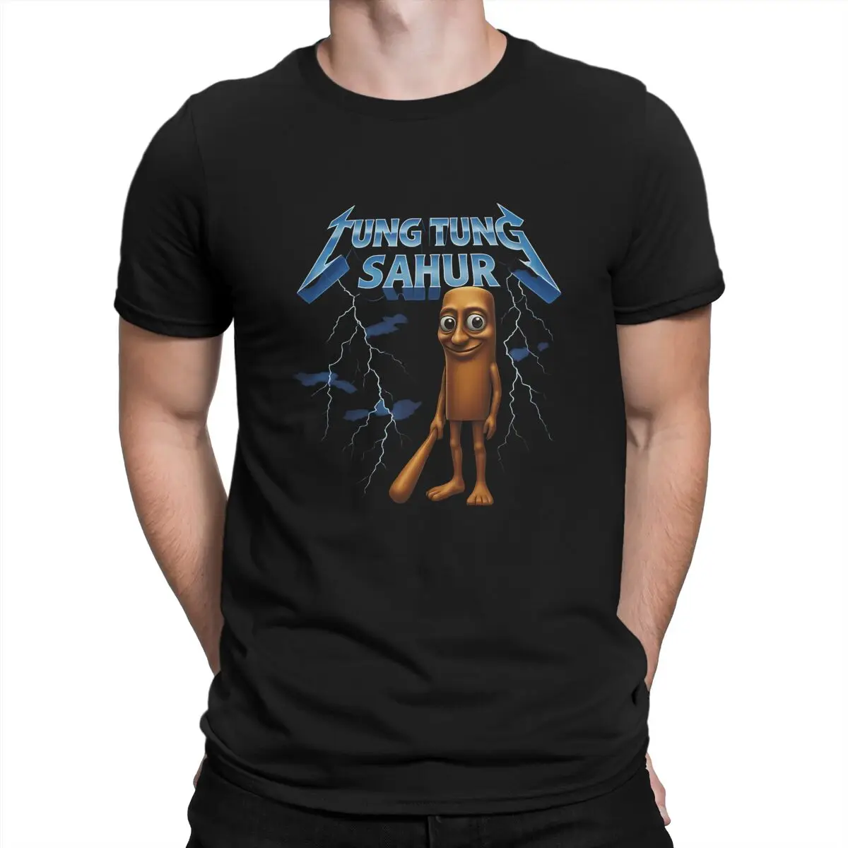

Brain Rot Tung Tung Tung Sahur Meme Итальянская футболка в стиле Brainrot из полиэстера Удобная идея подарка в стиле хип-хоп Футболка с коротким рукавом
