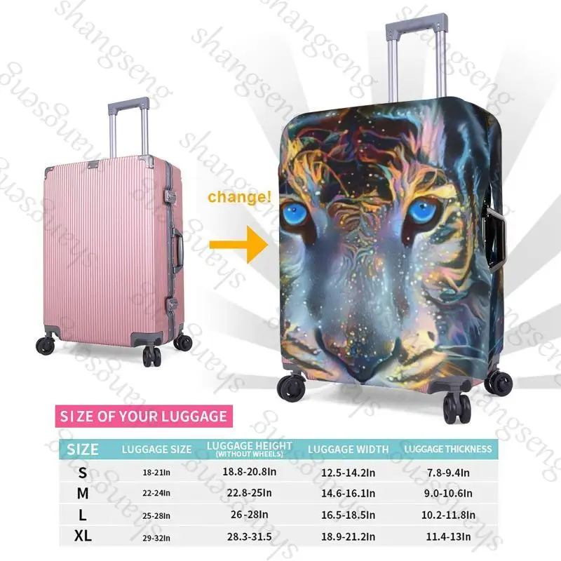Travel suitcase protective case, suitcase cover, elastic protection, washable Luggage cover, 18-32 in Fierce Tiger animal