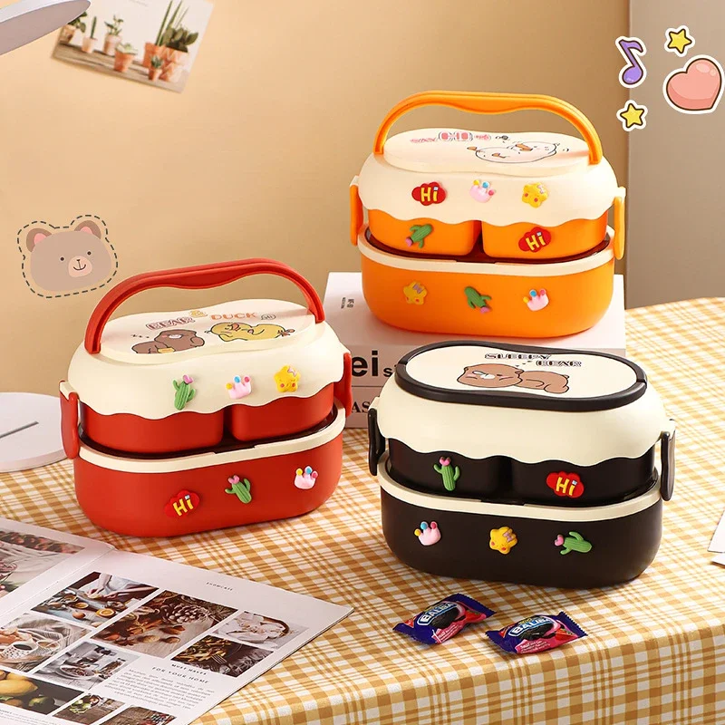 

Portable Kawaii Lunch Box For Girls School Kids Plastic Picnic Bento Box Microwave Food Box With Compartments Storage Containers