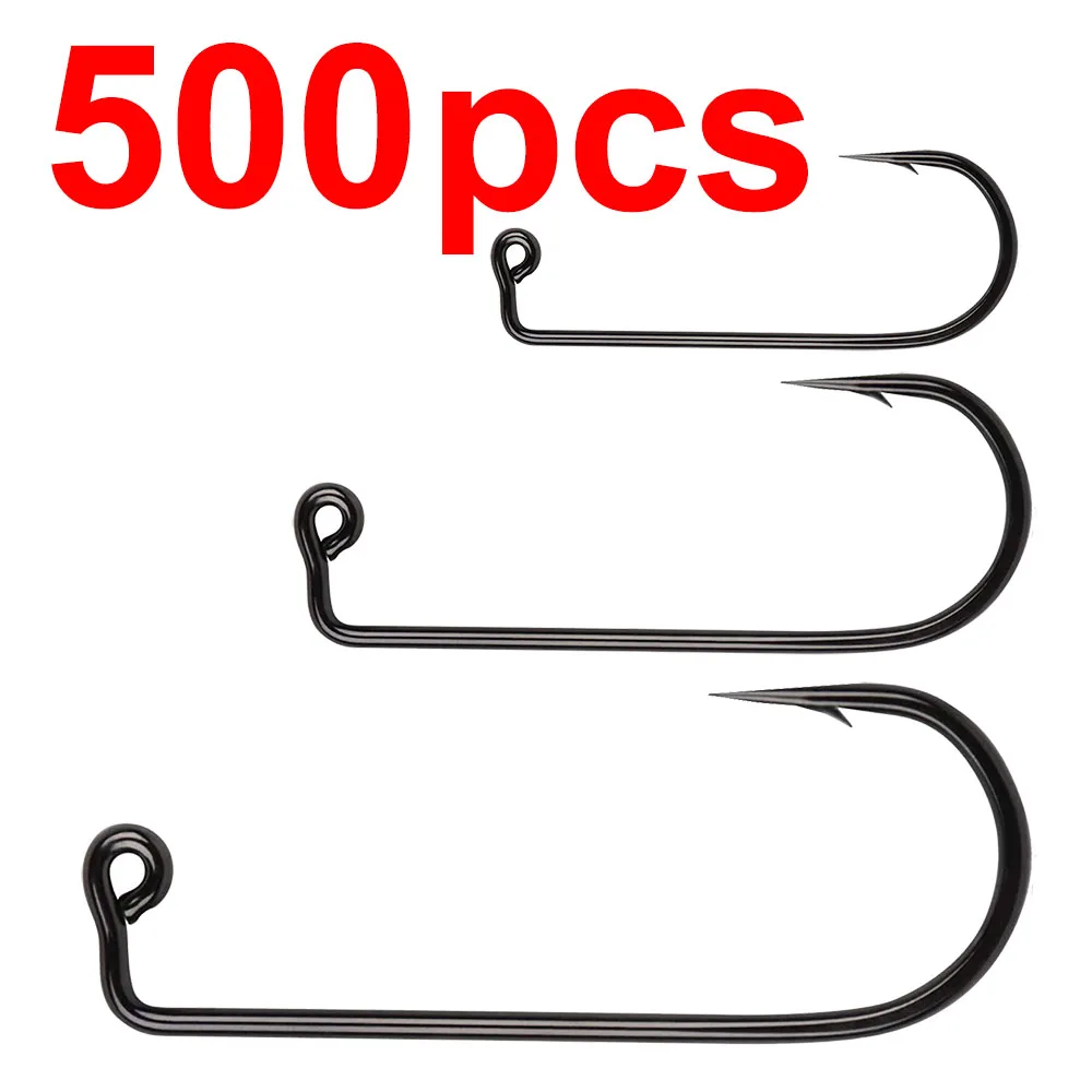 500 pcs 90 Degree Jig Fly Tying Strong Wire Saltwater Freshwater Fish Hook Aberdeen jig fishing size 6 4 2 1 1/0 to 4/0#