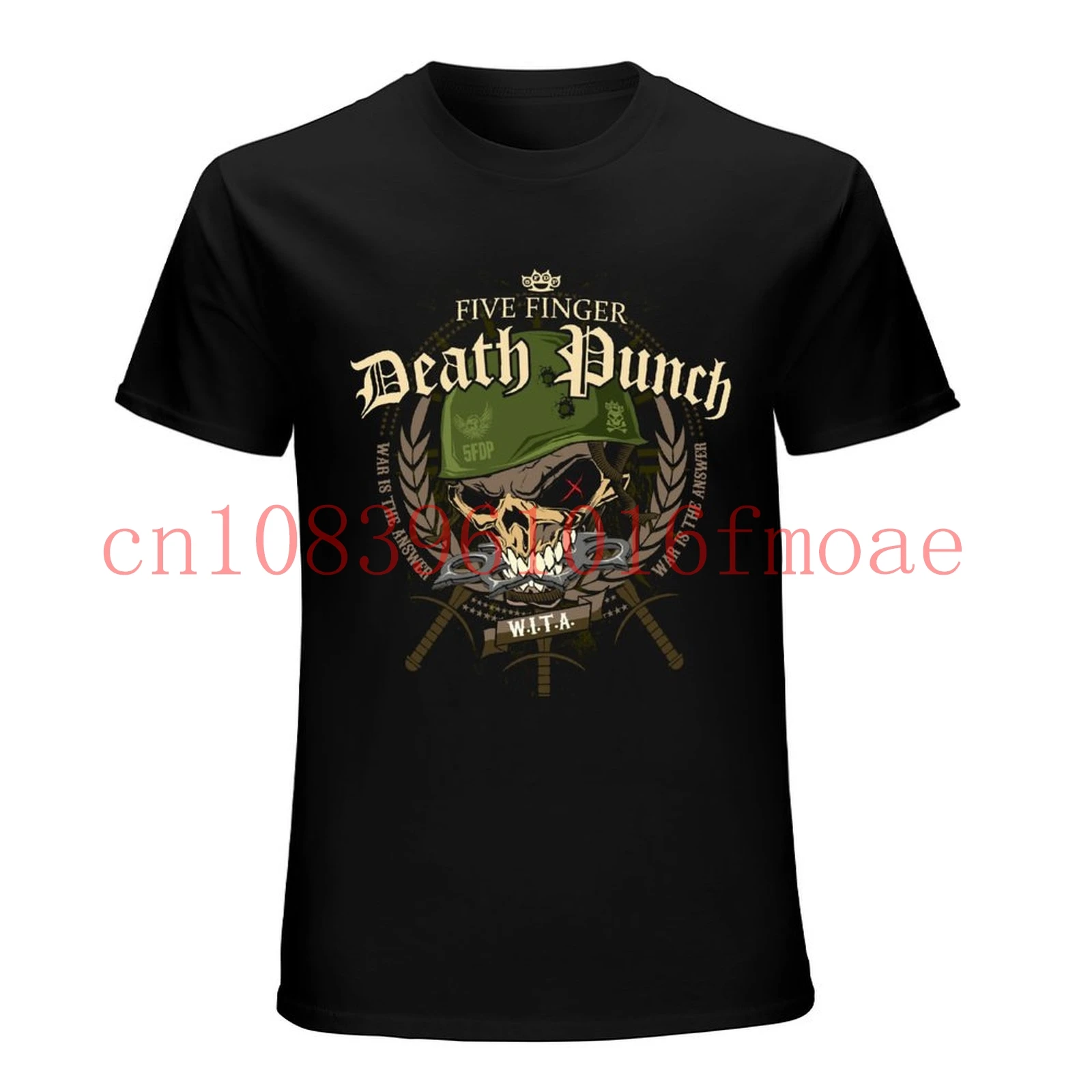 Five Finger Death Punch War Is The Answer T-Shirt Mens Black Music Top Tee Shirt Brand New T Shirt Man Cotton