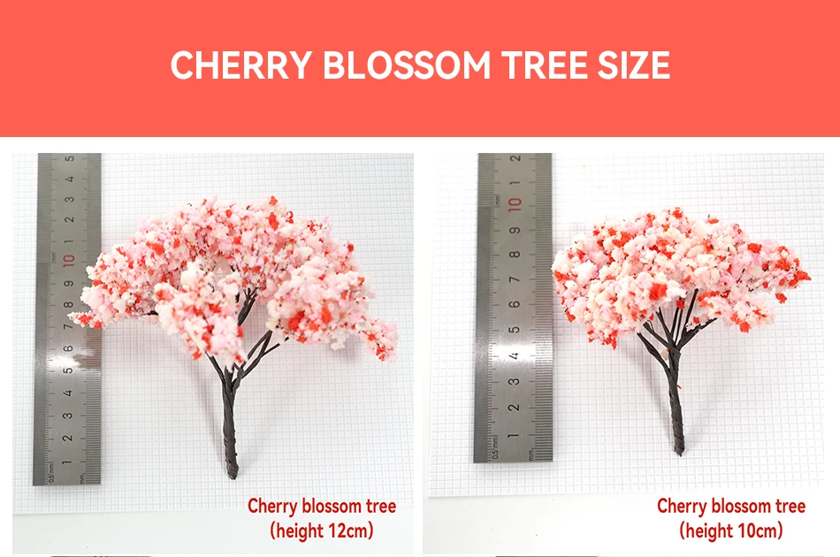 45mm/50mm/65mm/100mm/120mm Kirschbaum Modell HO/N Yard Baum Miniatur Landschaft Film Animation Szene Material Diorama – Detail 5