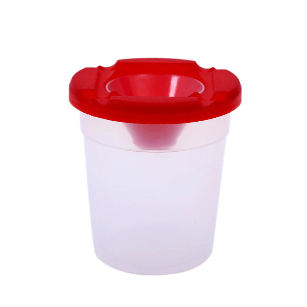 10Pcs Transparent Painting Cups with Colored Lids Leakproof Spill Proof Paint Containers for Drawing Accessories