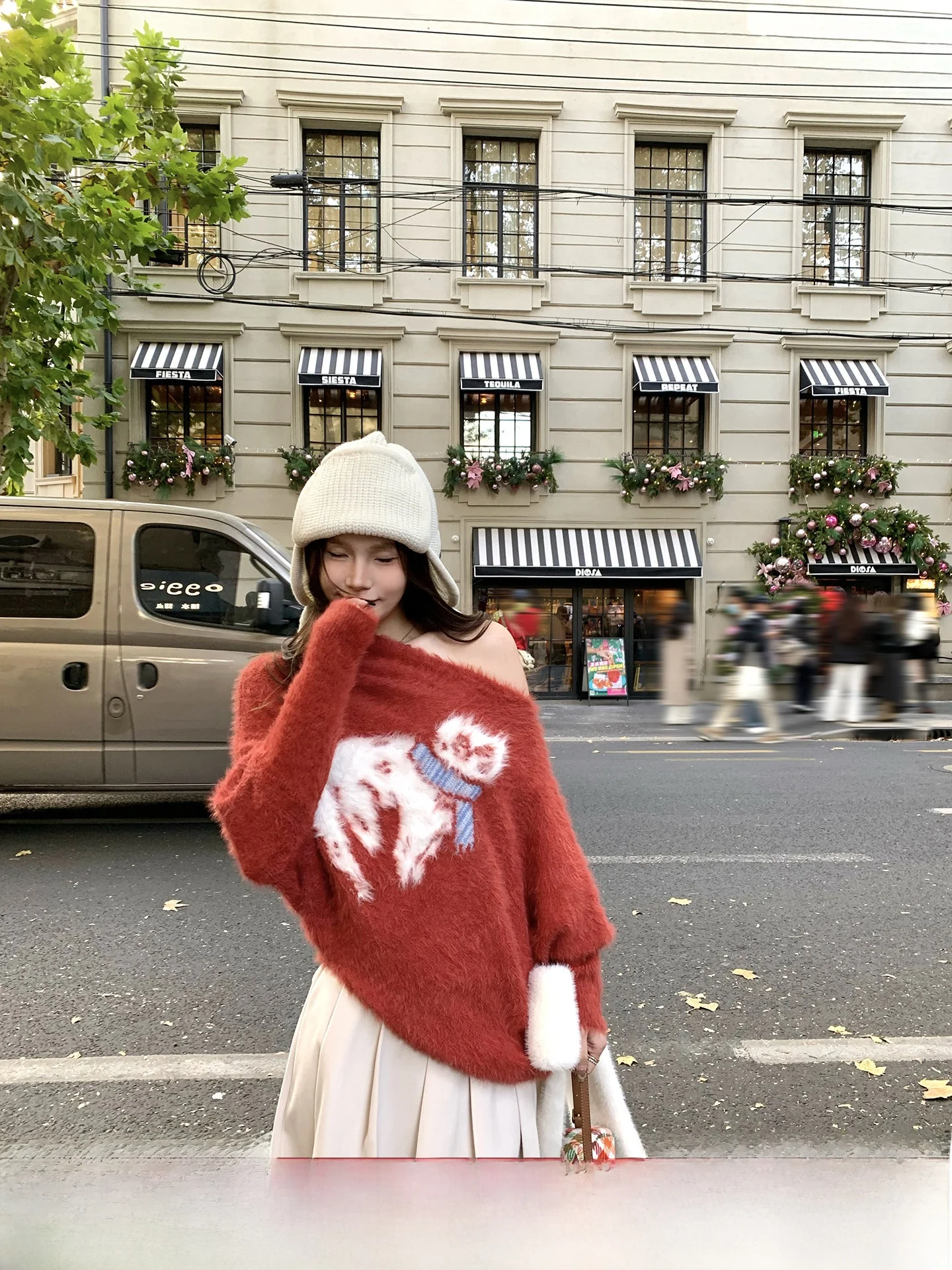 

Корейский свитер Anneop с открытыми плечами, женский, зимний, антивозрастной, повседневный, свободного кроя, длинный