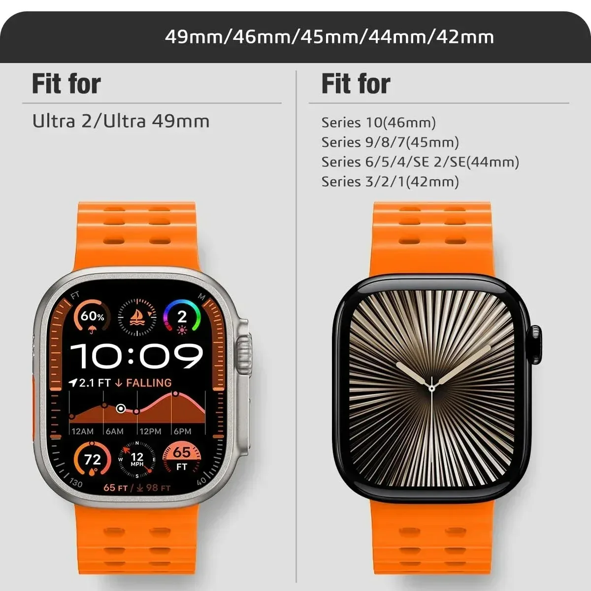 Sportowy pasek Ocean do Apple Watch Ultra 2 49 mm 10 46 mm Oddychająca silikonowa opaska na nadgarstek do iWatch Series 9 8 7 6 5 4 SE 45 mm 44 mm