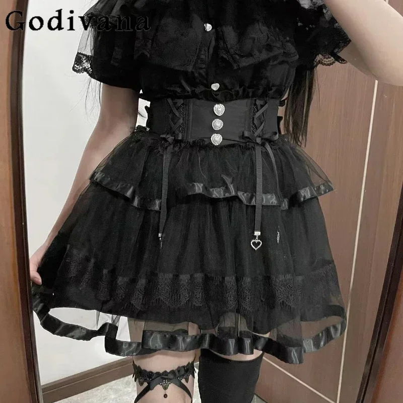 

Japanes Mass-produced Mine Series Lolita Skirt Women Summer Bow Lace High Waist Mini Skirt Girl Sweet Cute Kawaii Y2k Skirts