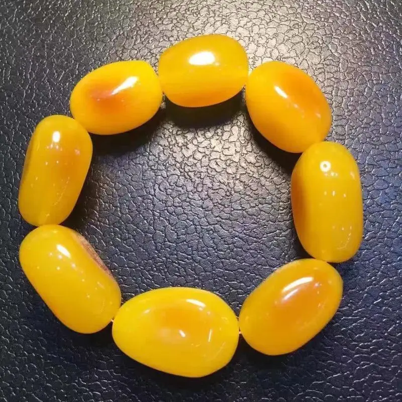 Full Honey Chicken Oil Yellow Pendant Necklace for Men and Women, Second Generation Amber Bead Bracelet