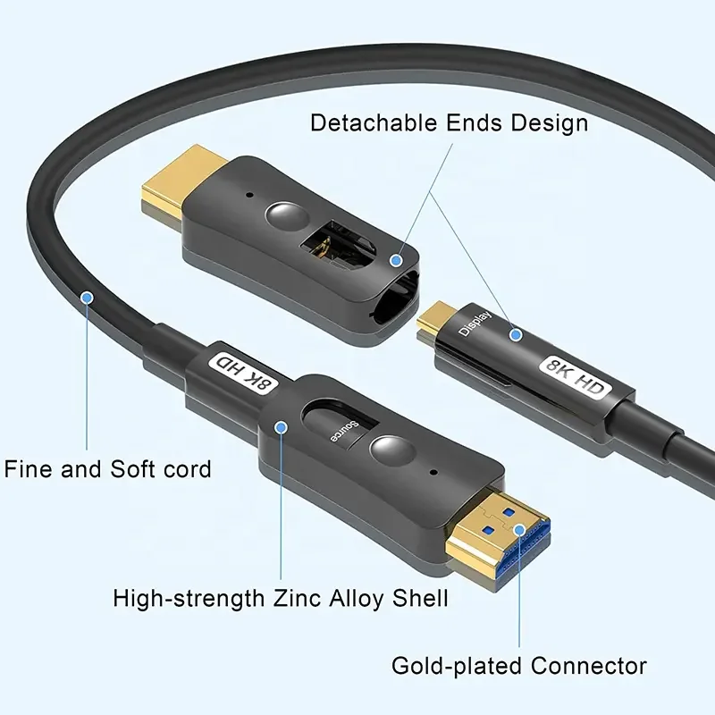 Fiber Optic 8K HDMI 2.1 Cable 100m A to D type Micro Hdmi Single Head Detachable, 120Hz 48Gbps High Speed Cable for HD TV Box